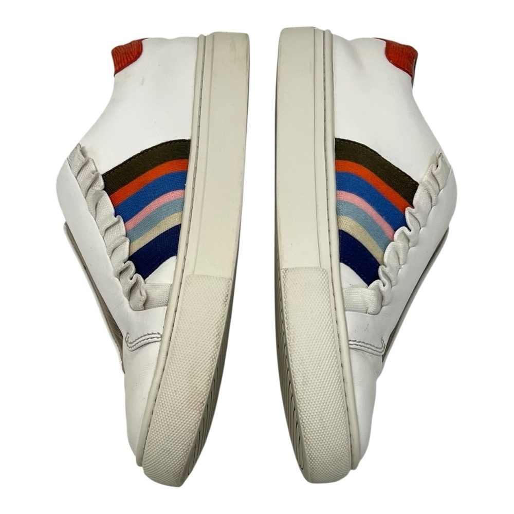 Tory Burch Sport Ruffle White Leather Stripes Sneakers Women’s 6.5 - Picture 9 of 12